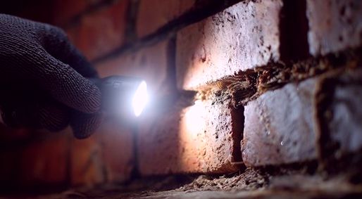 Bond surveyed by torchlight while chasing a leak